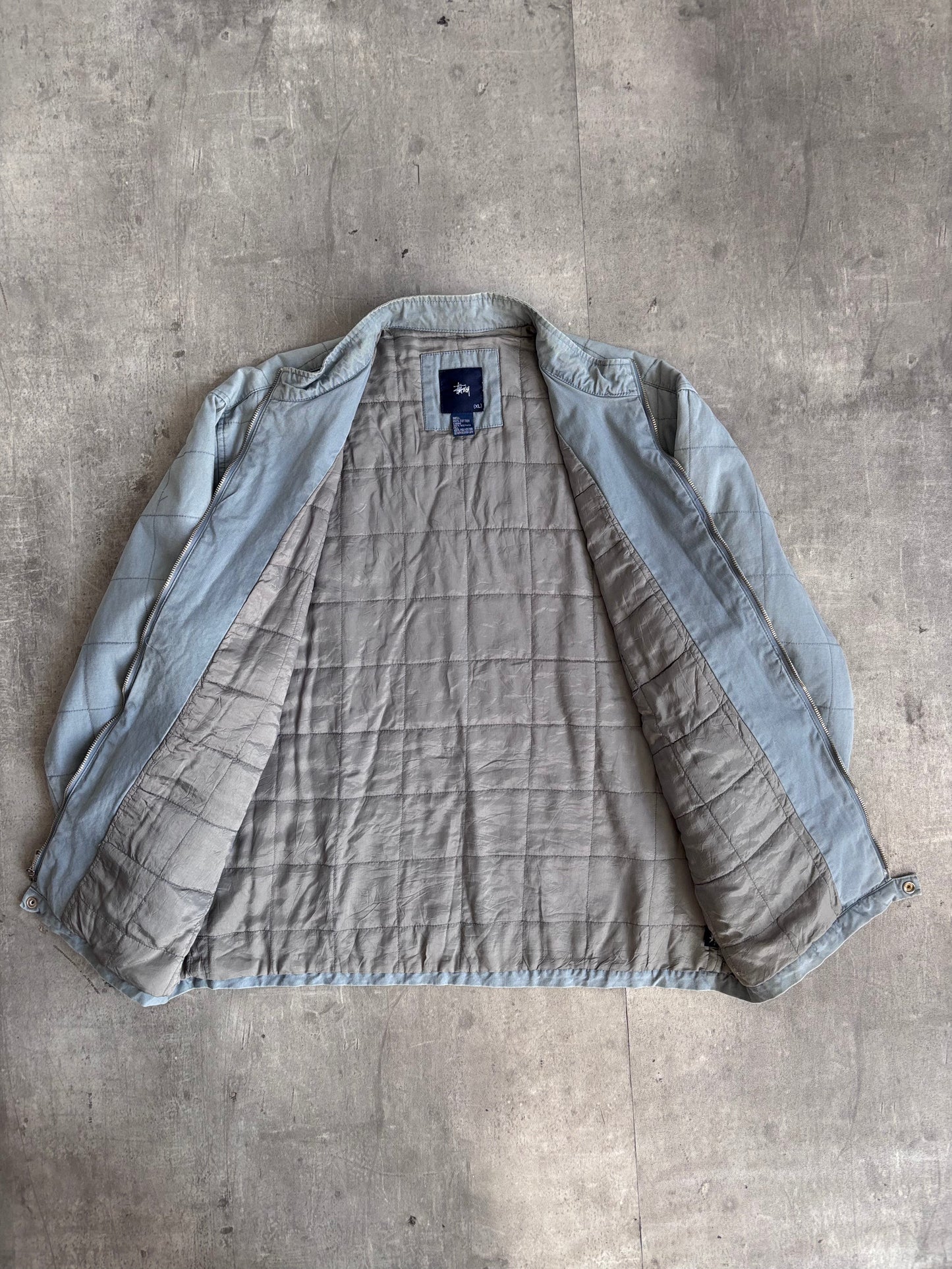 Stussy Light Blue Box Quilted Light Weight Jacket