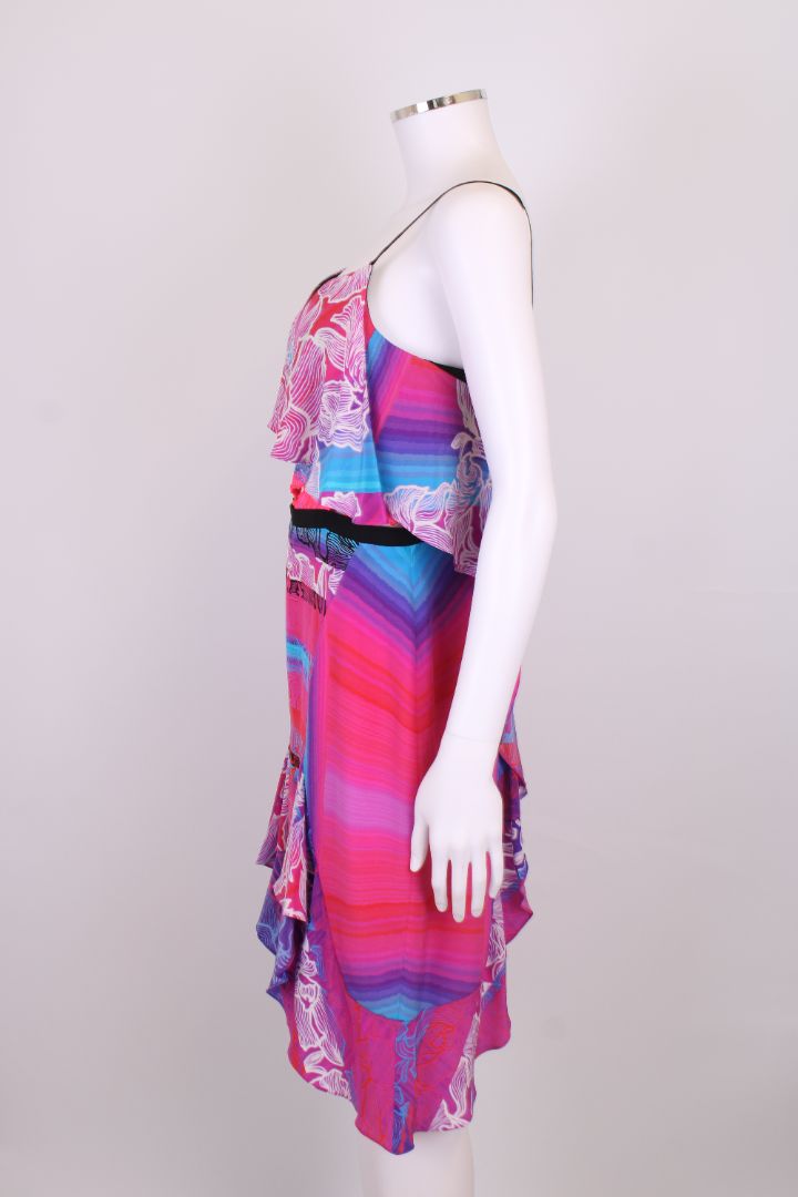 Peter Pilotto S/S Print Ruffle Dress Pink/ Blue 10 | Default Title, Blue
