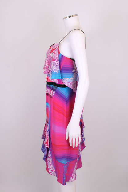 Peter Pilotto S/S Print Ruffle Dress Pink/ Blue 10 | Default Title, Blue