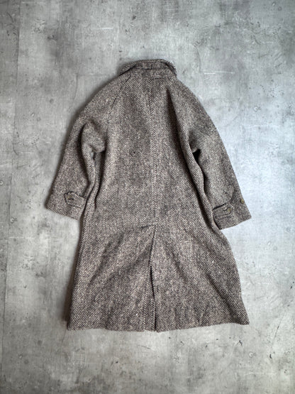 Rare Burberry Brown Woven Irish Tweed Trench Coat
