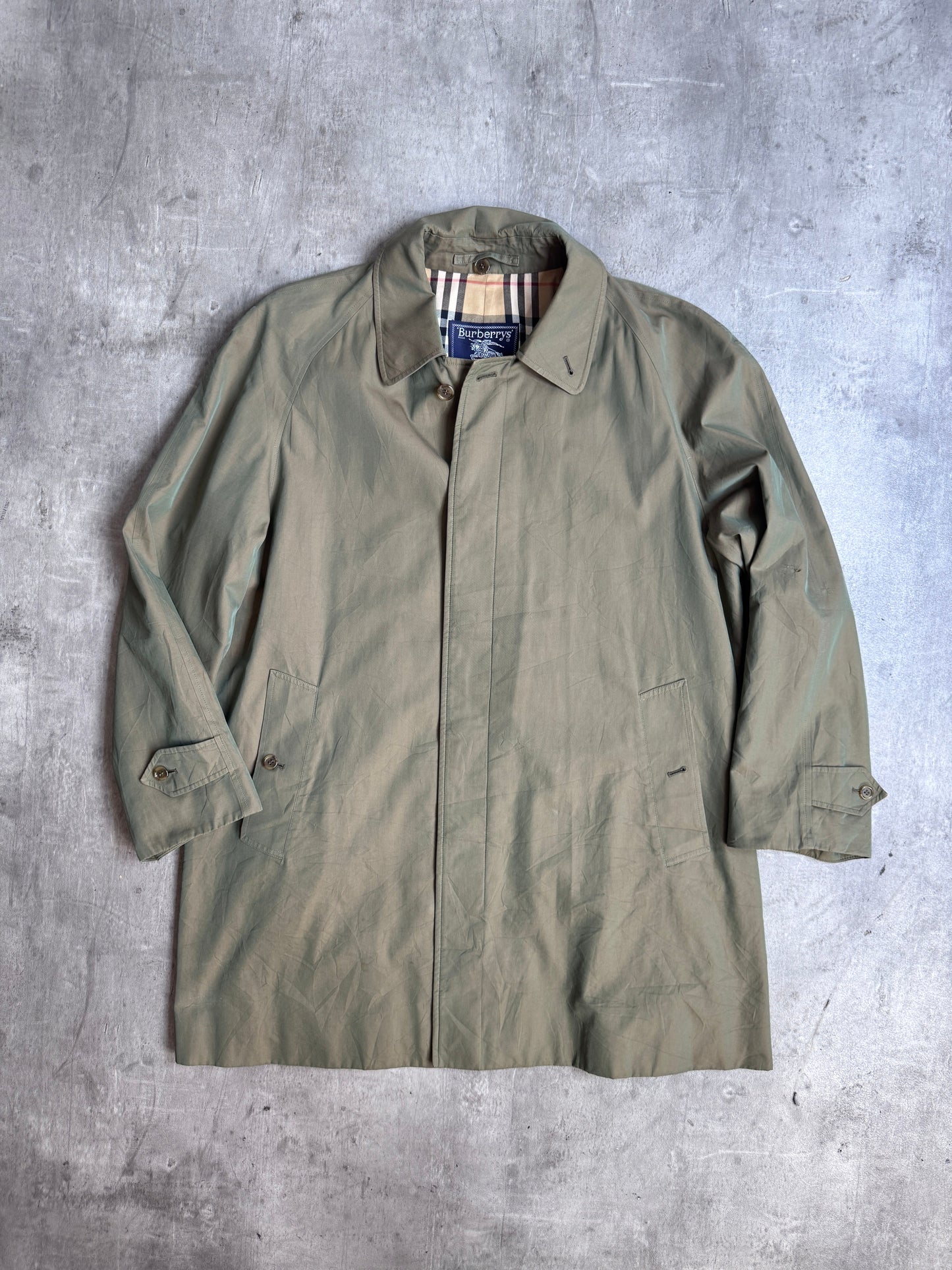 Burberry Khaki Reflective Single Breasted Trench Coat