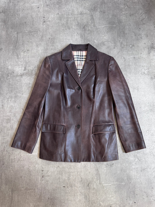 Burberry Brown Leather Blazer