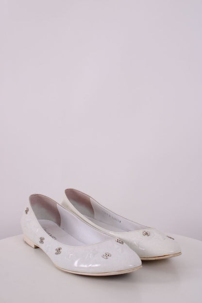 Chanel CC Star Embellished Glitter Flats White/ Silver 40.5 | DEFAULT TITLE, Silver