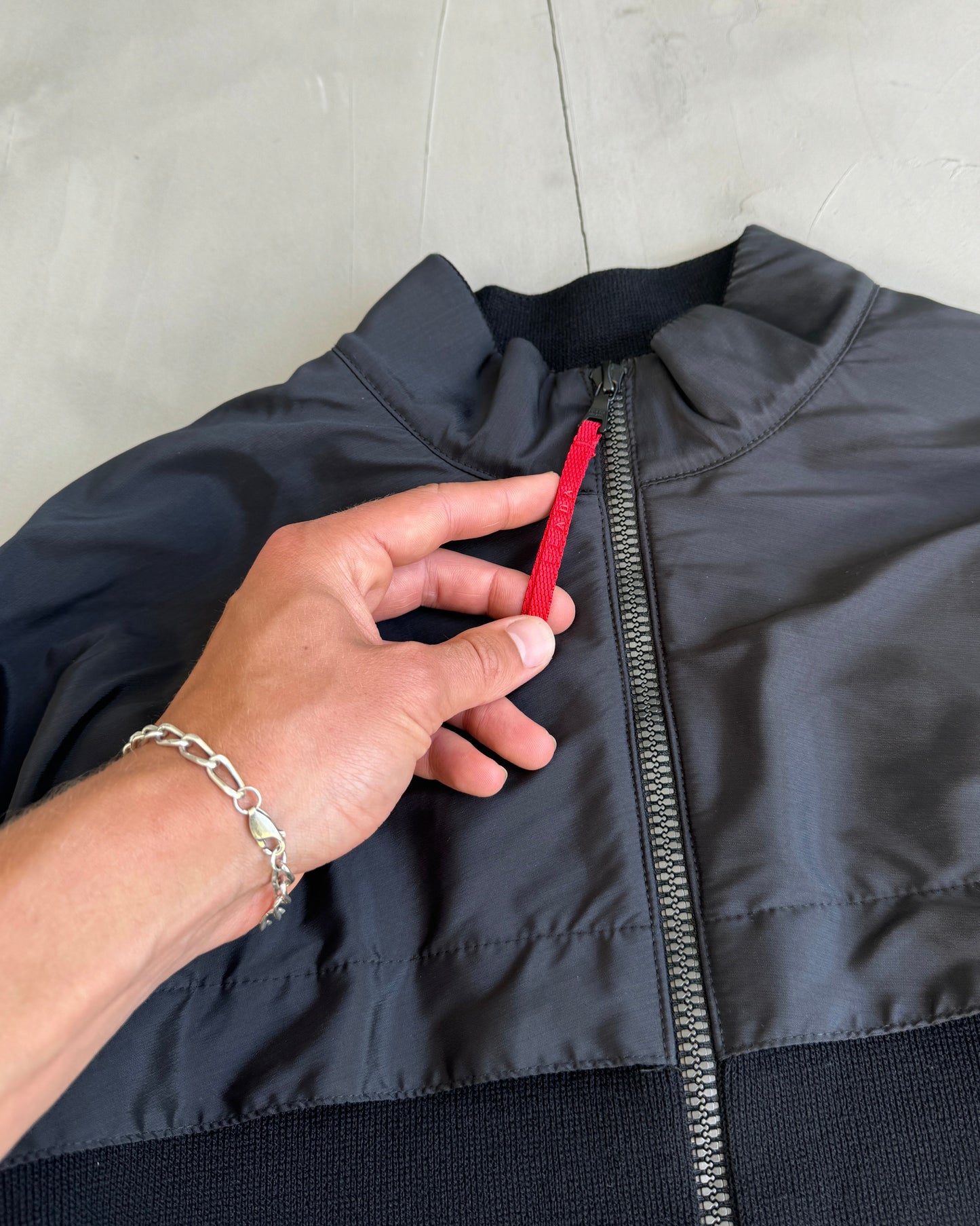 PRADA SPORT NYLON & WOOL BLACK JACKET - S | Small, Black