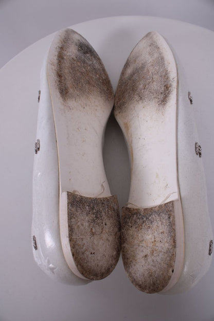 Chanel CC Star Embellished Glitter Flats White/ Silver 40.5 | DEFAULT TITLE, Silver
