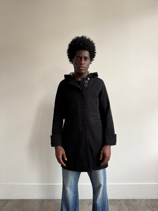 A/W 2004 Stone Island Polyurethane-Coated Hooded Parka | Exra Large, Black