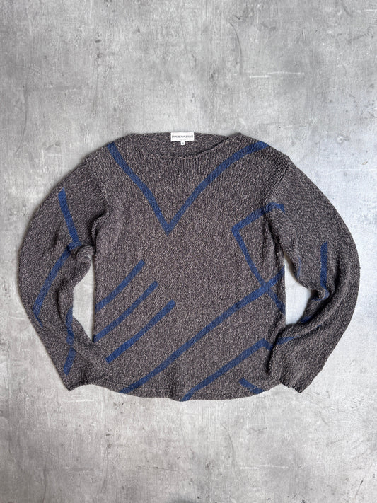 90s Emporio Armani Two Tone Knit Abstract Sweater