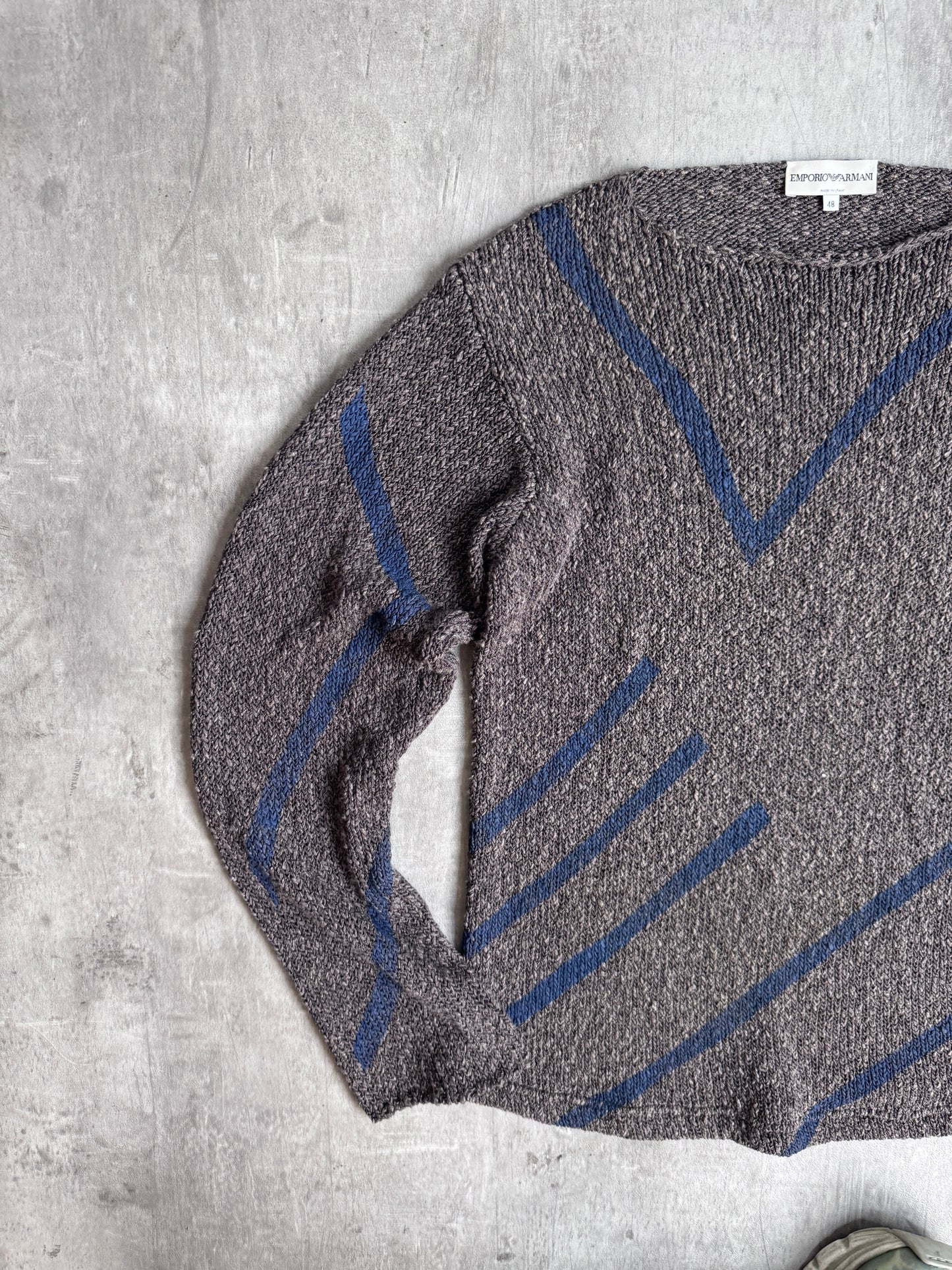 90s Emporio Armani Two Tone Knit Abstract Sweater