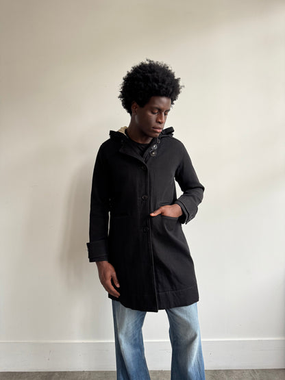 A/W 2004 Stone Island Polyurethane-Coated Hooded Parka | Exra Large, Black