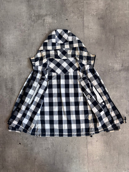 Black & White Gingham Light Weight Hooded Jacket (Sold As Seen)