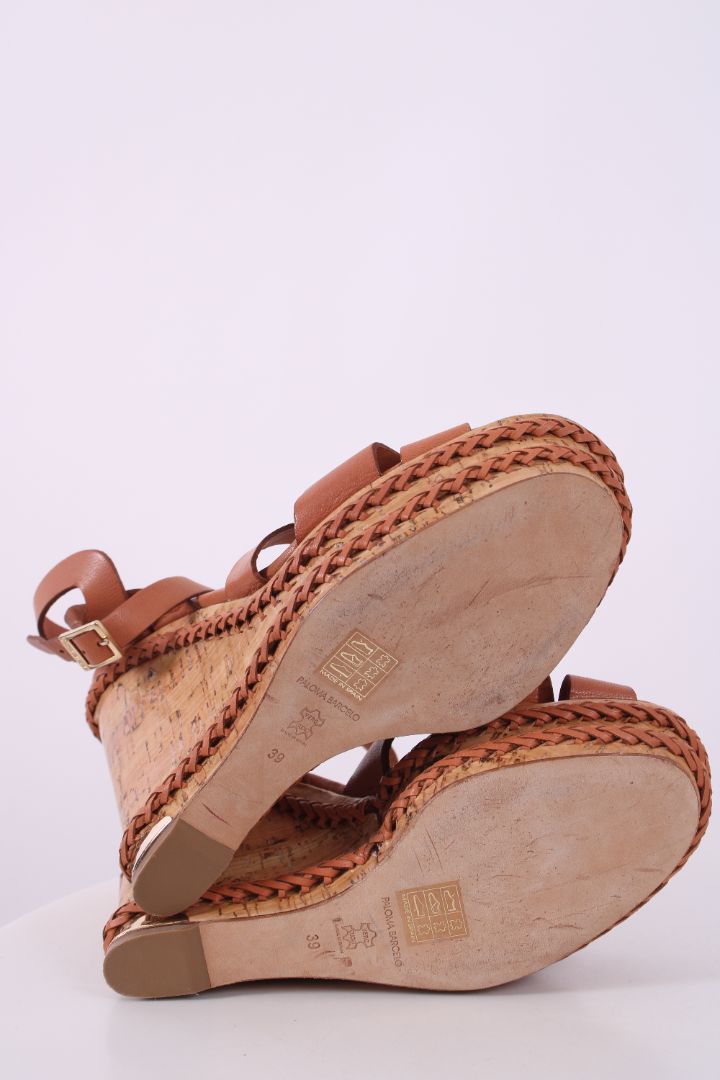 Paloma Barcelo Woven leather wedges Tan 39 | DEFAULT TITLE, Tan
