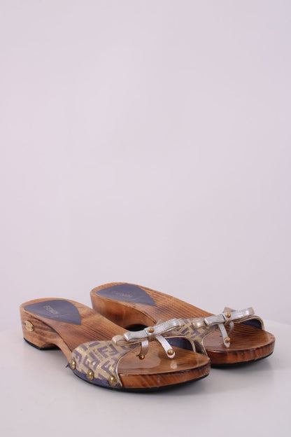 Fendi Monogram Clog Sandal 38 | DEFAULT TITLE, Brown