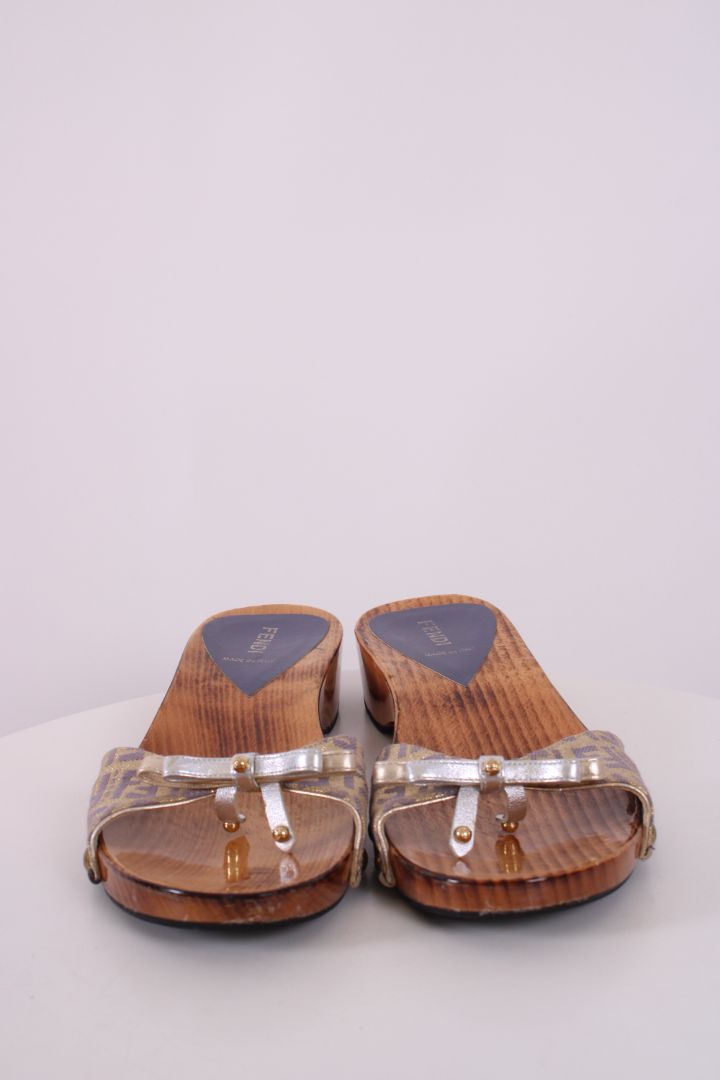 Fendi Monogram Clog Sandal 38 | DEFAULT TITLE, Brown