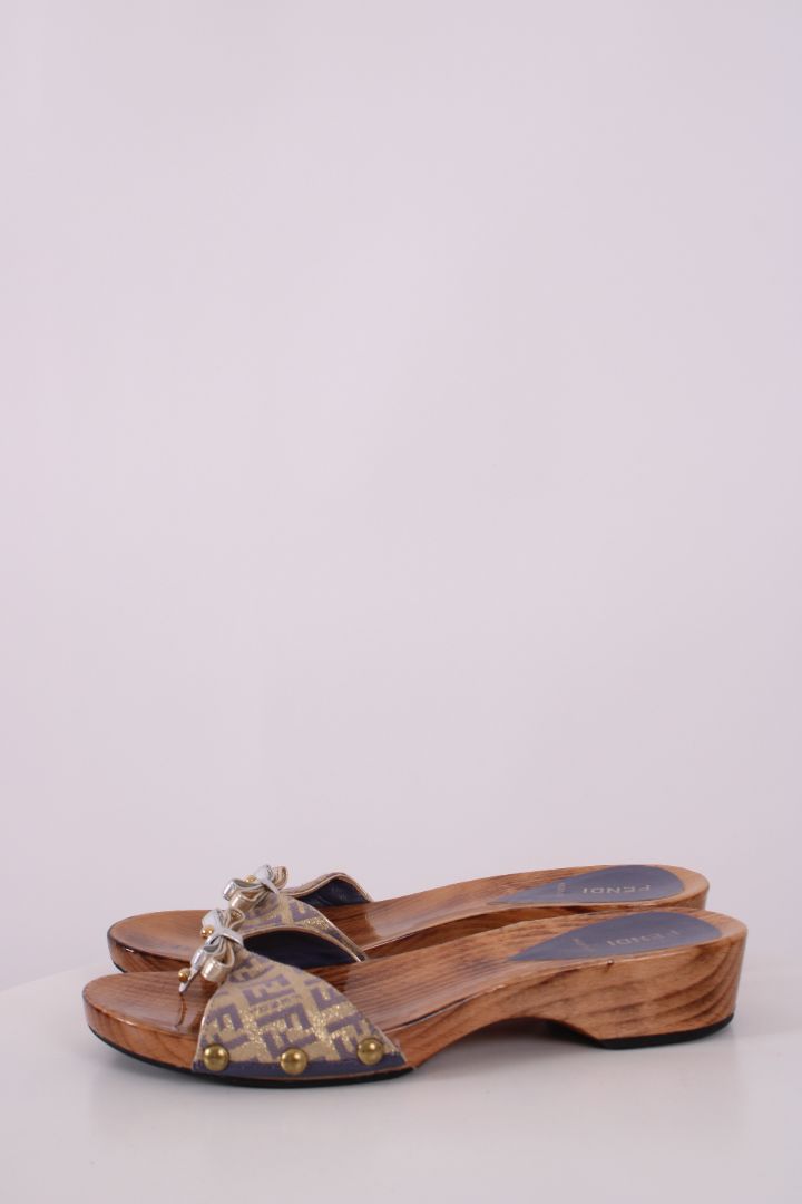 Fendi Monogram Clog Sandal 38 | DEFAULT TITLE, Brown