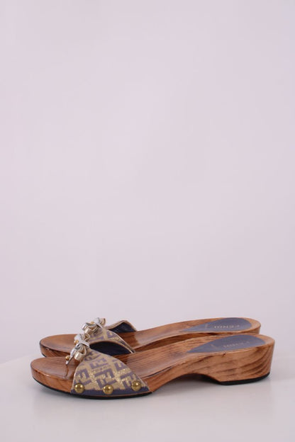 Fendi Monogram Clog Sandal 38 | DEFAULT TITLE, Brown