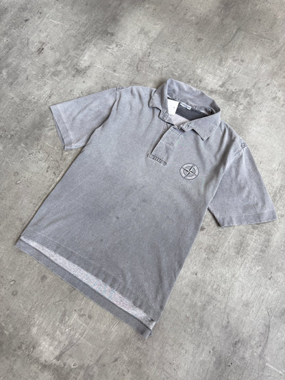 S/S 2004 Washed Grey Stone Island Logo Polo Shirt