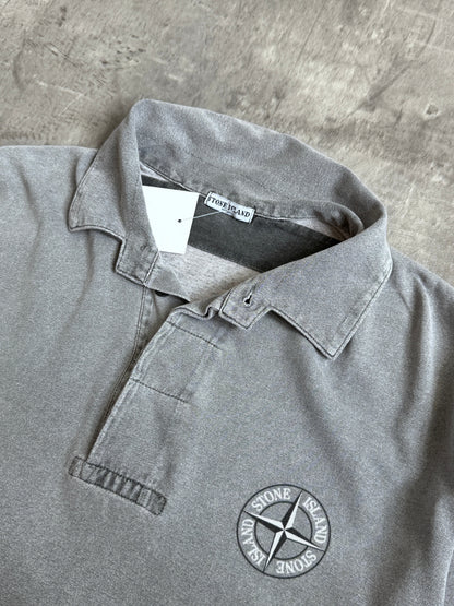 S/S 2004 Washed Grey Stone Island Logo Polo Shirt