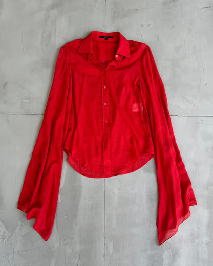 GUCCI BY TOM FORD 2003 SHEER COTTON RED SHIRT - S/M