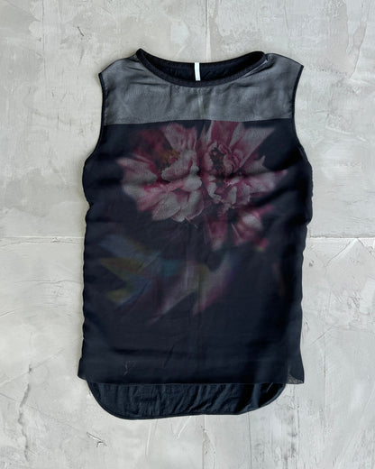 Cop Copine Flower Mesh Overlay Top