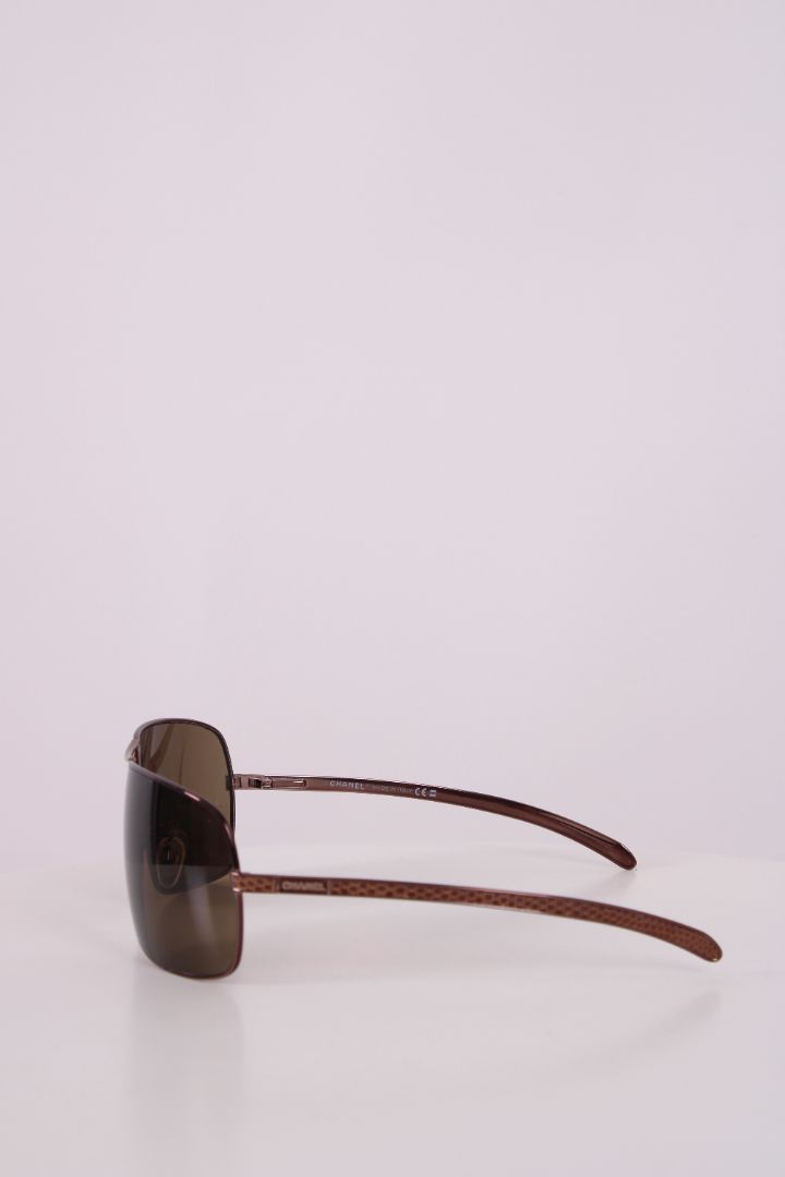 Chanel Aviator Lizard Effect Sunglasses Brown | O/S, Brown