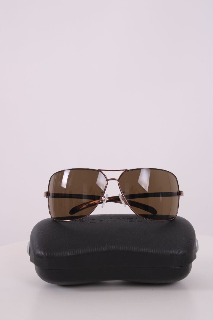 Chanel Aviator Lizard Effect Sunglasses Brown | O/S, Brown