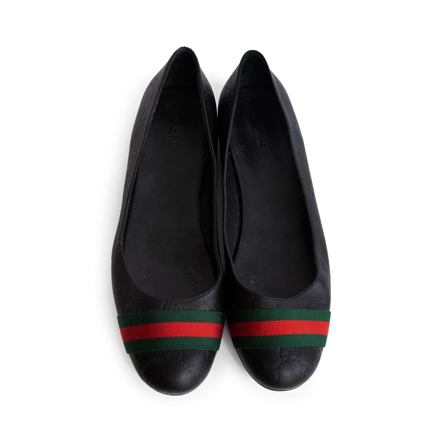 Gucci Monogram Leather Ballet Flats