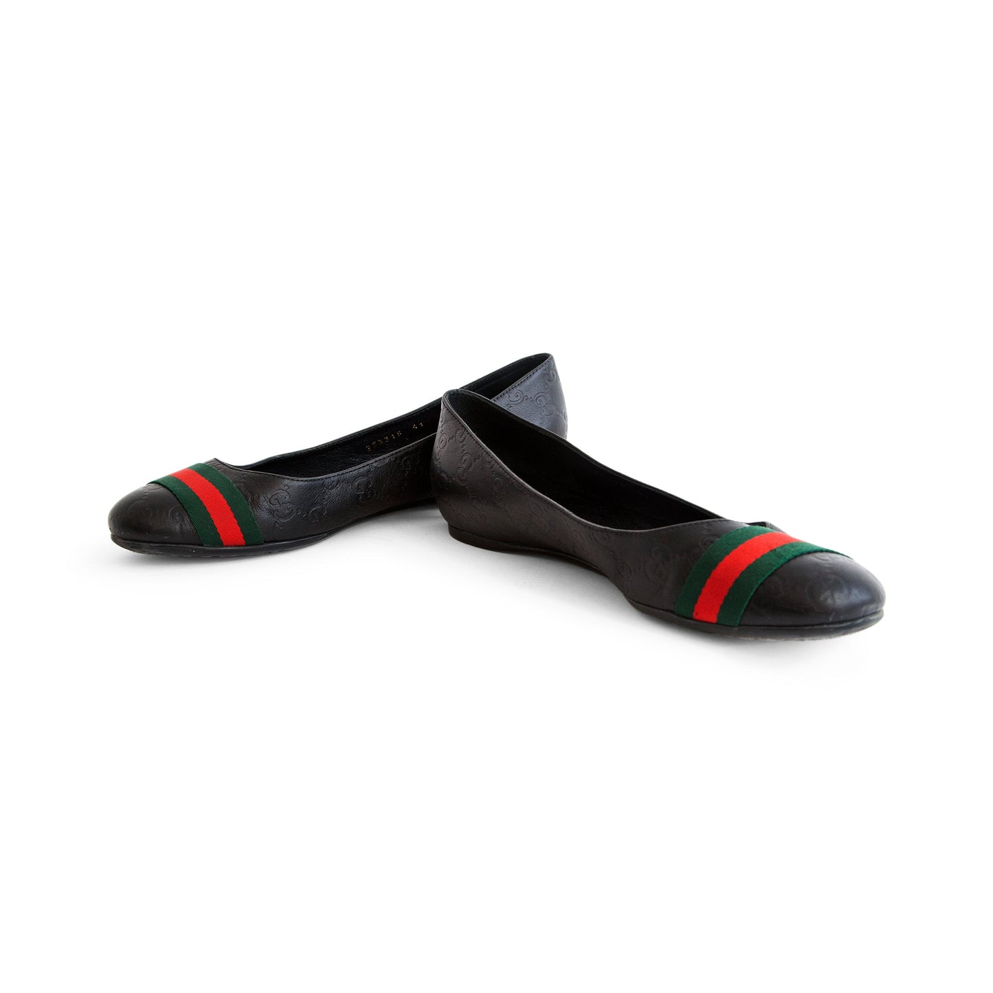 Gucci Monogram Leather Ballet Flats