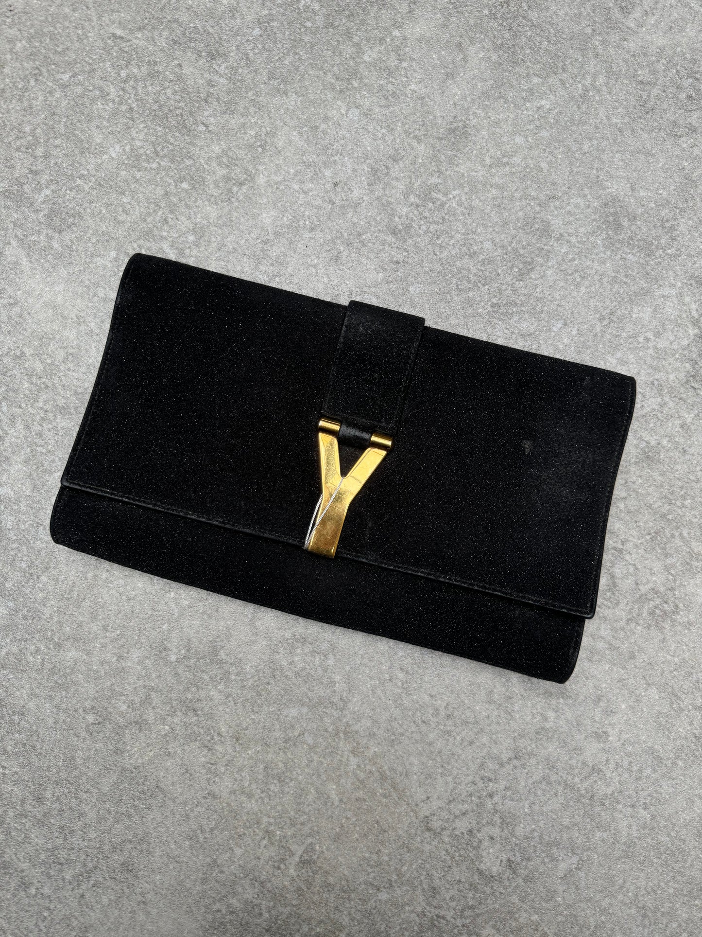 Yves Saint Laurent Classic Y Chye Glitter Leather Clutch