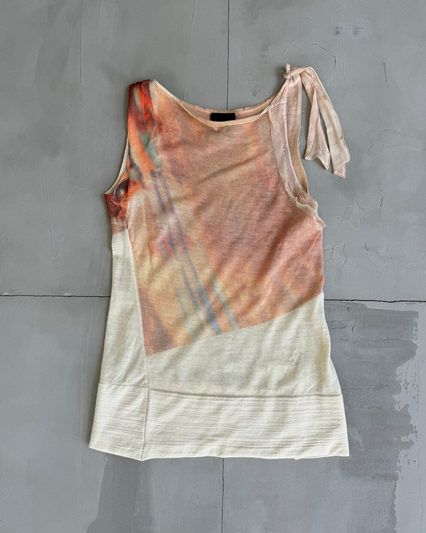 JUST CAVALLI MESH GRADIENT VEST TOP - S | Small, Cream