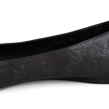 Gucci Monogram Leather Ballet Flats