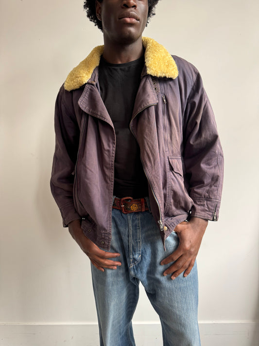 A/W 1986 Marithé + François Girbaud x Closed Asymmetrical Aviator Flight Bomber Jacket | Large, Multicoloured