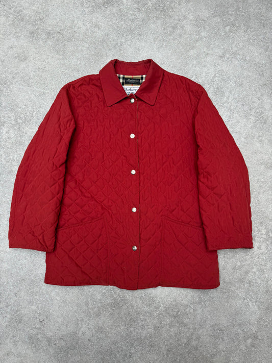 Burberry Red Nova Check Lined Quilted Jacket