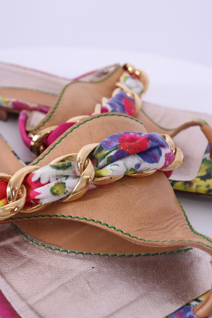 D&G Floral Chain Sandals Pink/ Blue 41 | DEFAULT TITLE, Blue