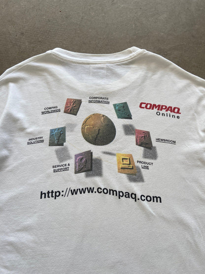 1990's Compaq Online T-Shirt - XL | X-Large, Red