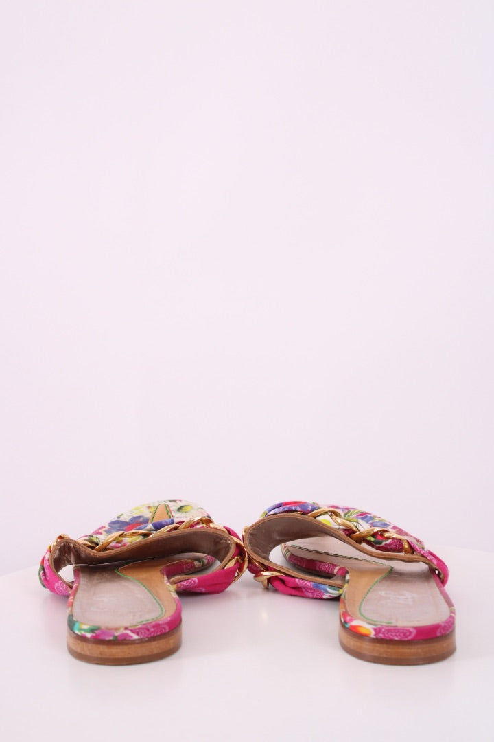 D&G Floral Chain Sandals Pink/ Blue 41 | DEFAULT TITLE, Blue