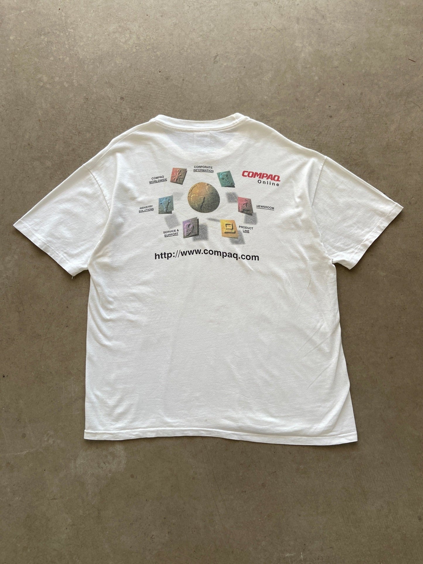 1990's Compaq Online T-Shirt - XL | X-Large, Red