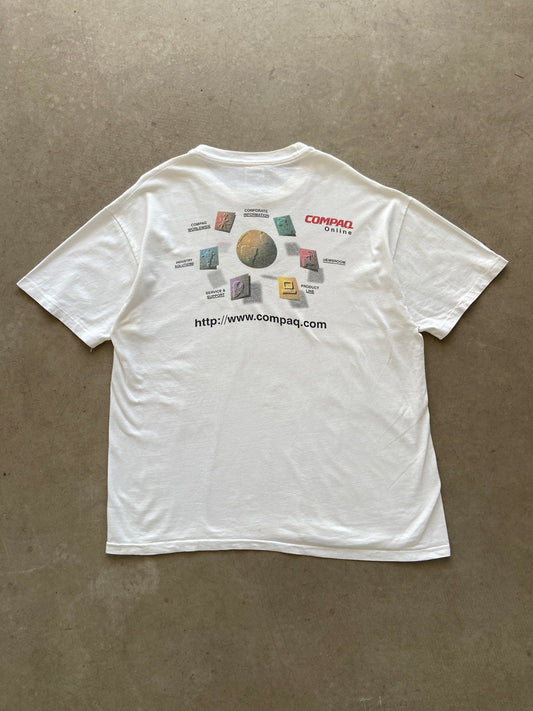 1990's Compaq Online T-Shirt - XL | X-Large, Red