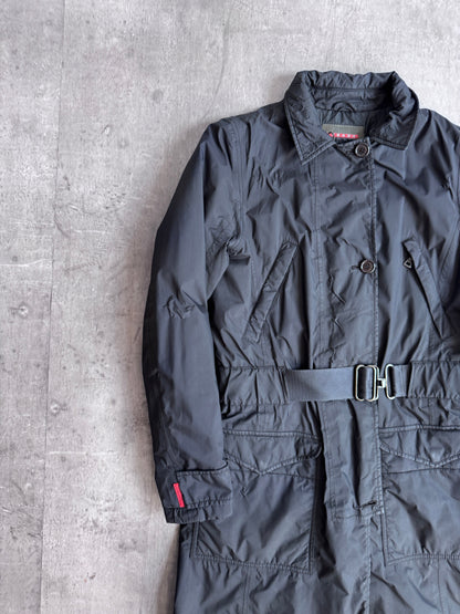 Prada Navy Gortex Belted Padded Trench Coat