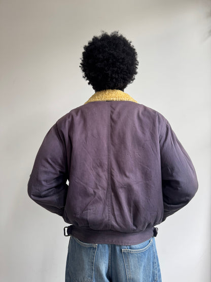 A/W 1986 Marithé + François Girbaud x Closed Asymmetrical Aviator Flight Bomber Jacket | Large, Purple