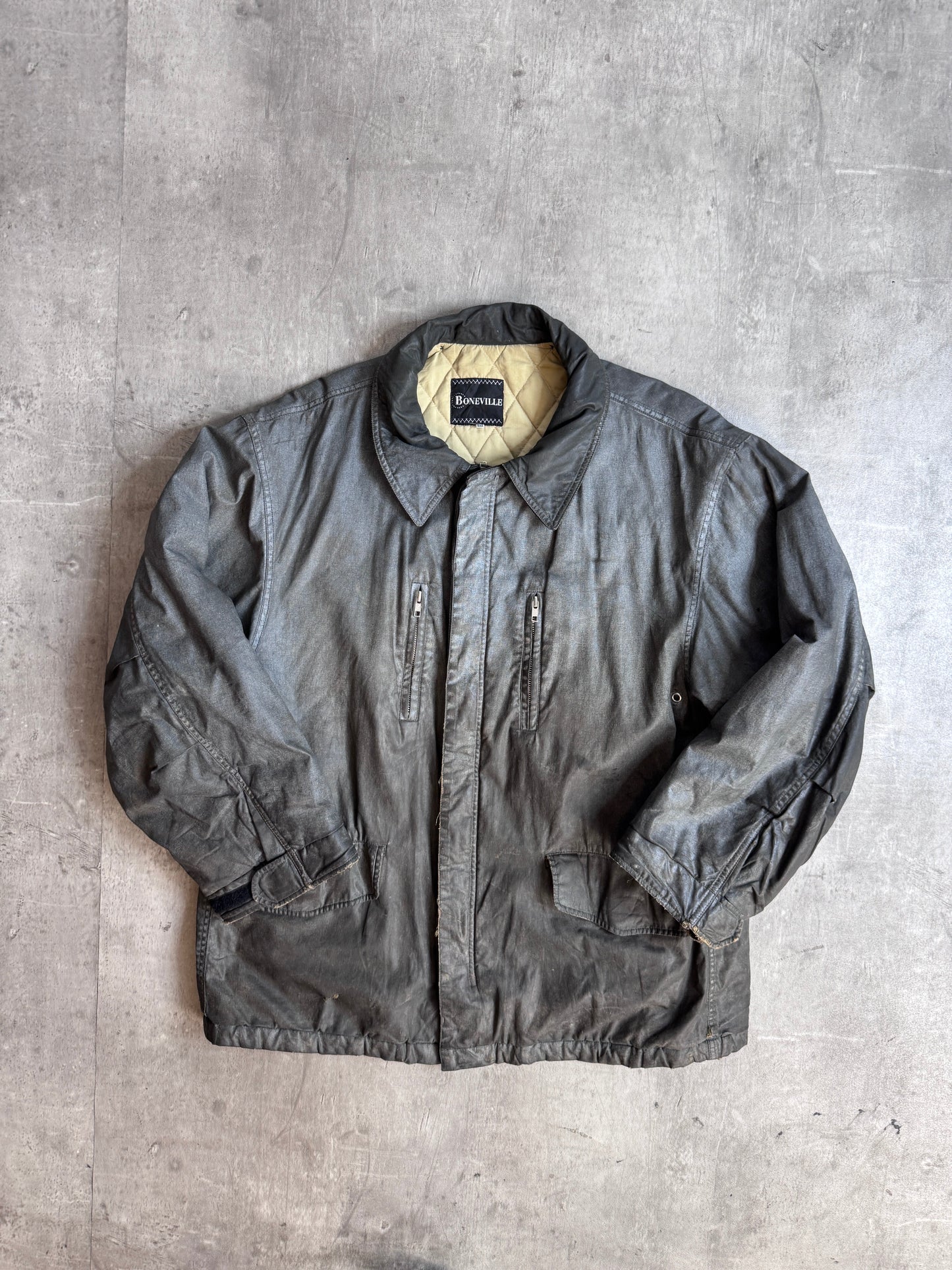 Boneville Wax Coated Distressed Quilted Jacket