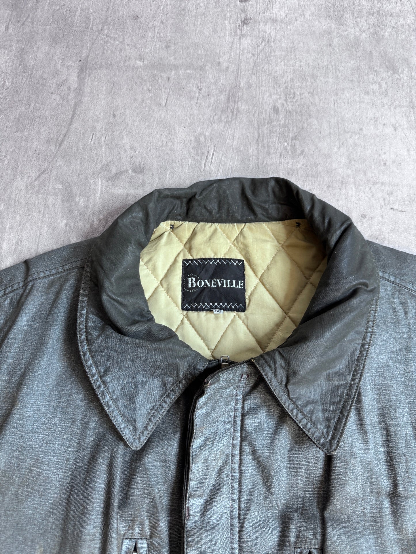 Boneville Wax Coated Distressed Quilted Jacket