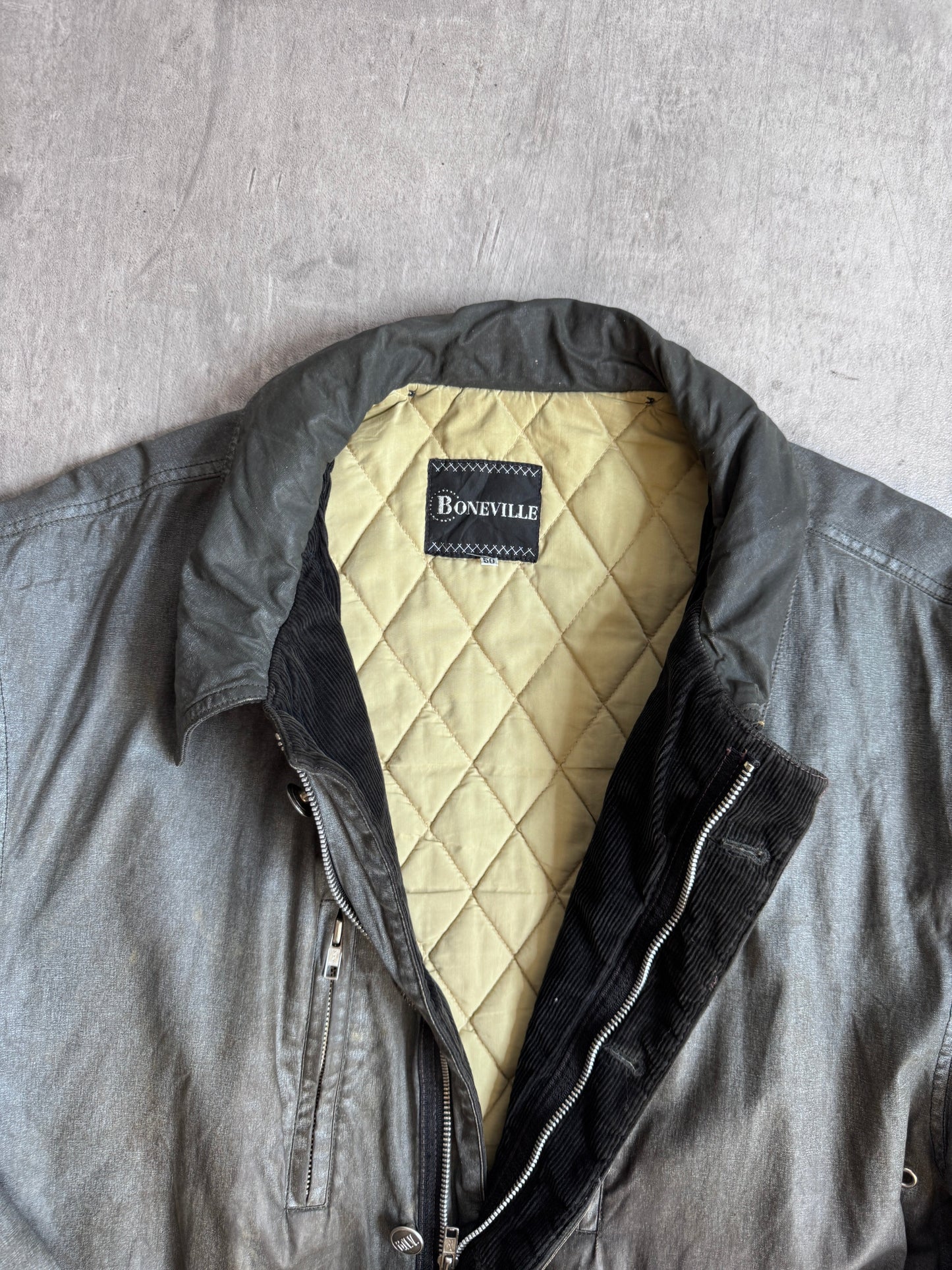Boneville Wax Coated Distressed Quilted Jacket