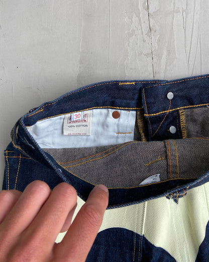 EVISU 2000'S WHITE DAICOCK SELVEDGE DENIM JEANS - W30"