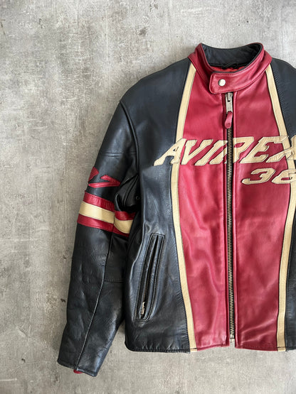 Avirex Sport Leather Moto Cafe Racer Jacket | MEDIUM, Multicoloured