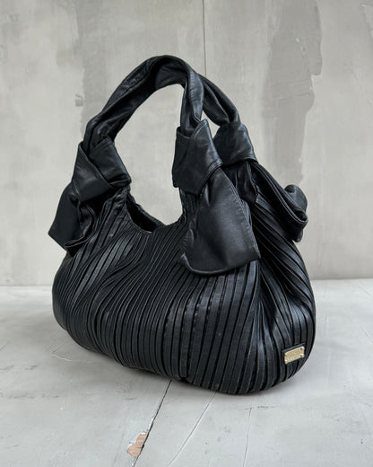 MOSCHINO PLEATED LEATHER SHOULDER BAG | O/S, Black