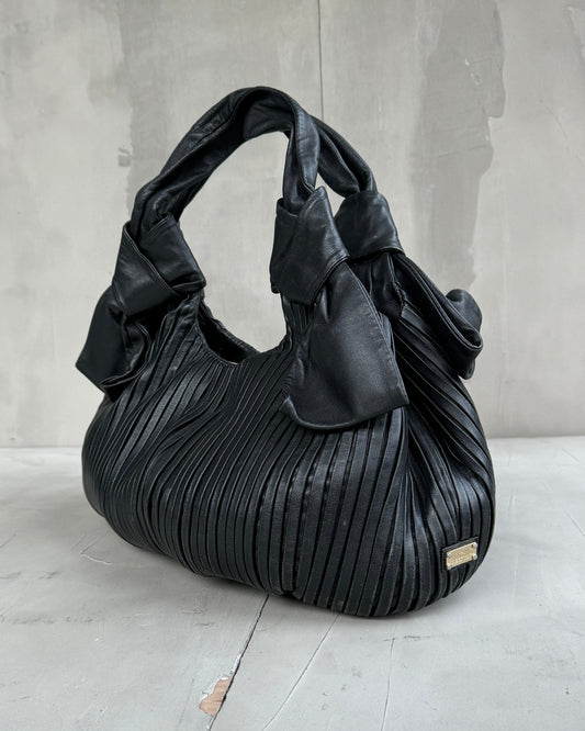 MOSCHINO PLEATED LEATHER SHOULDER BAG