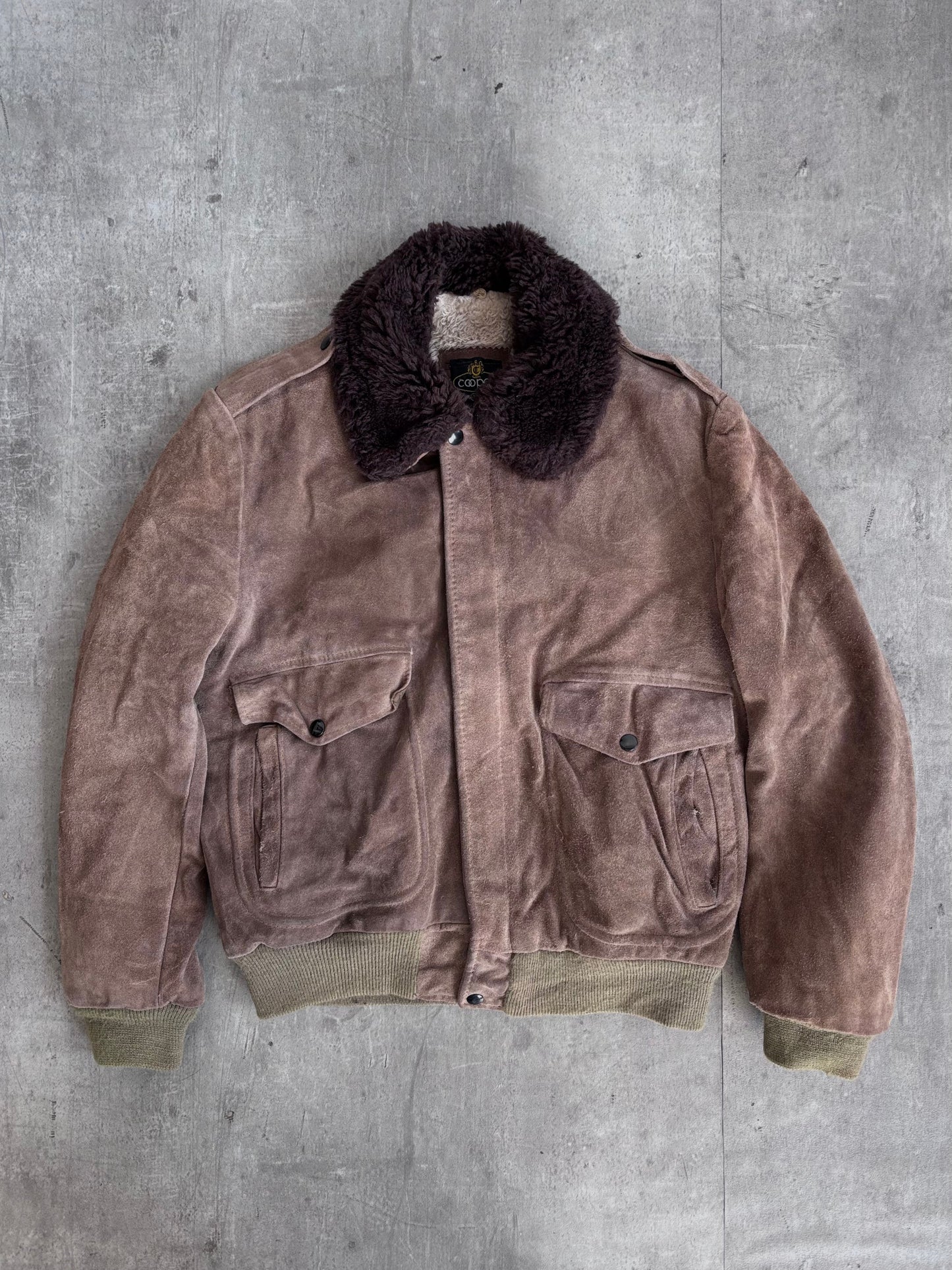 1960's Cooper Brown Suede Fleece Lined G1 Bomber Jacket