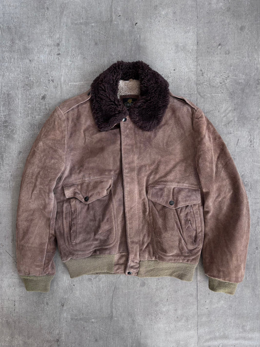 1960's Cooper Brown Suede Fleece Lined G1 Bomber Jacket