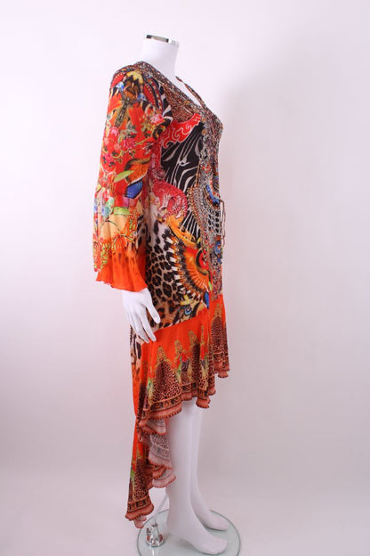 Czarina L/S High Low Crystal Dress Orange M | Default Title, Orange