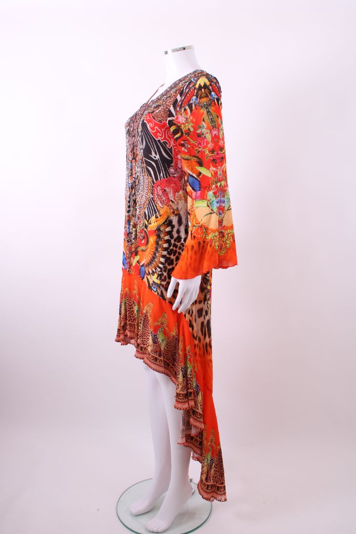 Czarina L/S High Low Crystal Dress Orange M | Default Title, Orange